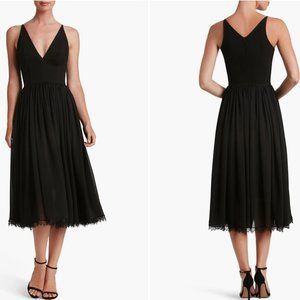 Dress the Population Alicia Mixed Media Midi Dress - Black - Size M - Worn Once!